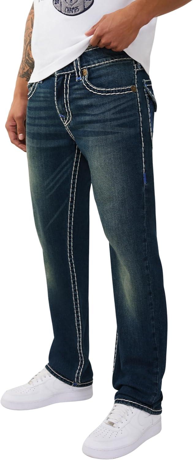 imageTrue Religion Mens Ricky Super T Flap 34inRiff Grunge Dark Wash