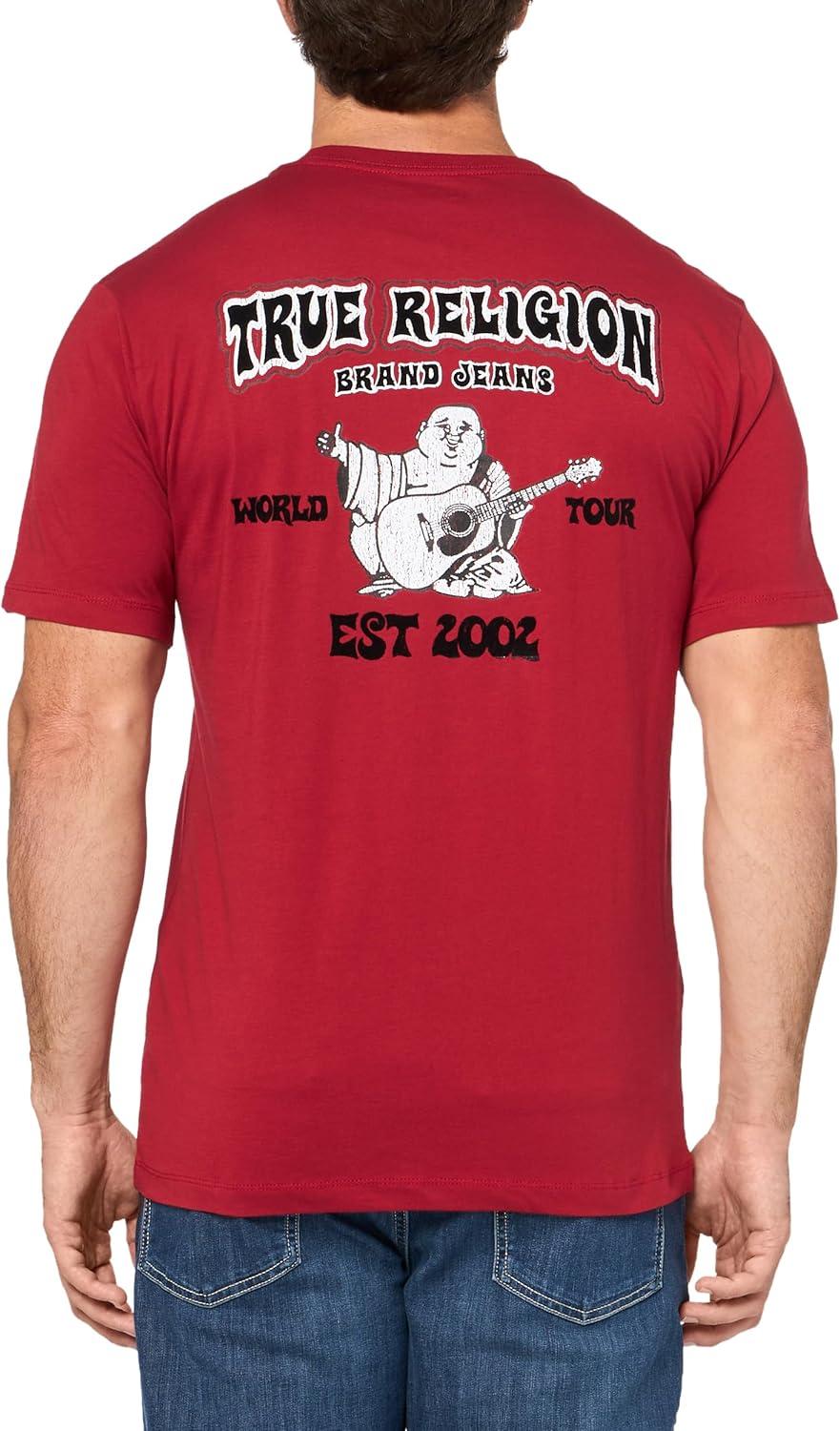 imageTrue Religion Mens Ss Vintage Flock TeeRed Dahlia