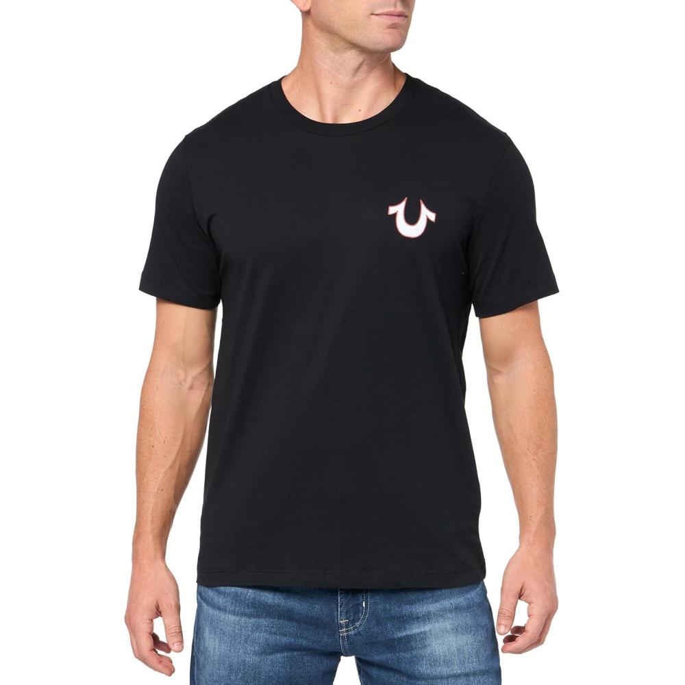 imageTrue Religion Mens Ss Vintage Flock TeeJet Black