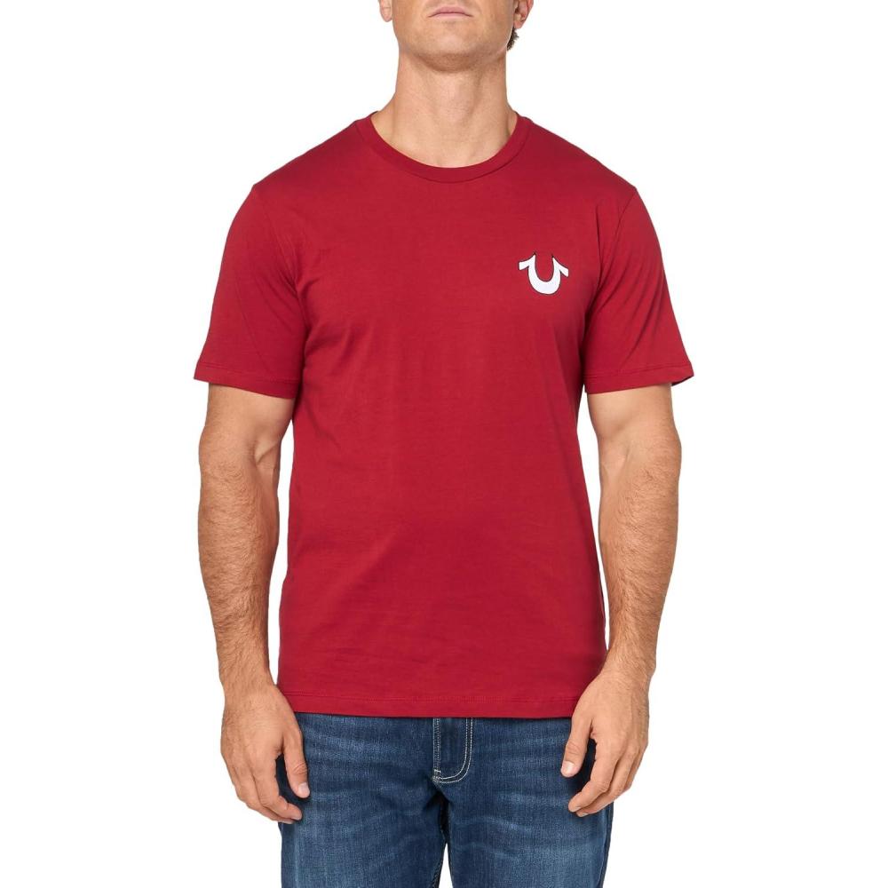 imageTrue Religion Mens Ss Vintage Flock TeeRed Dahlia