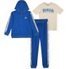 True Religion Boys 3 Piece Fleece Jogger Sets – Complete Hoodie, Tee & Sweatpants Outfit for Everyday Style(Blue-stone)
