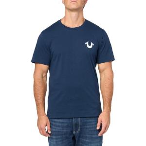 True Religion Mens Ss Vintage Flock Tee(Dress Blue)