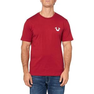 True Religion Mens Ss Vintage Flock Tee(Red Dahlia)