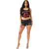 True Religion Womens Crystal Lips Raw Hem Tank​(Jet Black)