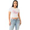True Religion Women’s Crystal Wing Short Sleeve Baby Tee – Embellished Crew Neck T-Shirt