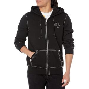 True Religion Men’s Big T Zip Up Hoodie, Jet Black, Small