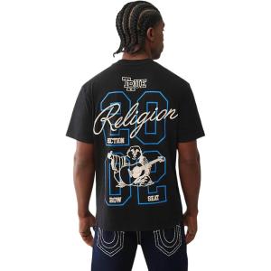 True Religion Men’s Short Sleeve University Tee– Crewneck Collegiate Logo(Jet Black)