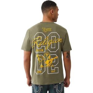 True Religion Men’s Short Sleeve University Tee– Crewneck Collegiate Logo(Kalamata)