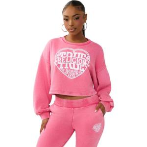 True Religion Washed Heritage Dolman Pullover for Women – Premium Soft Cotton | Cozy & Stylish(Fuschia Purple)