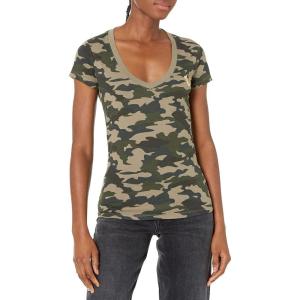 True Religion Women’s Buddha Foil Back V Neck Tee(Green Camo)