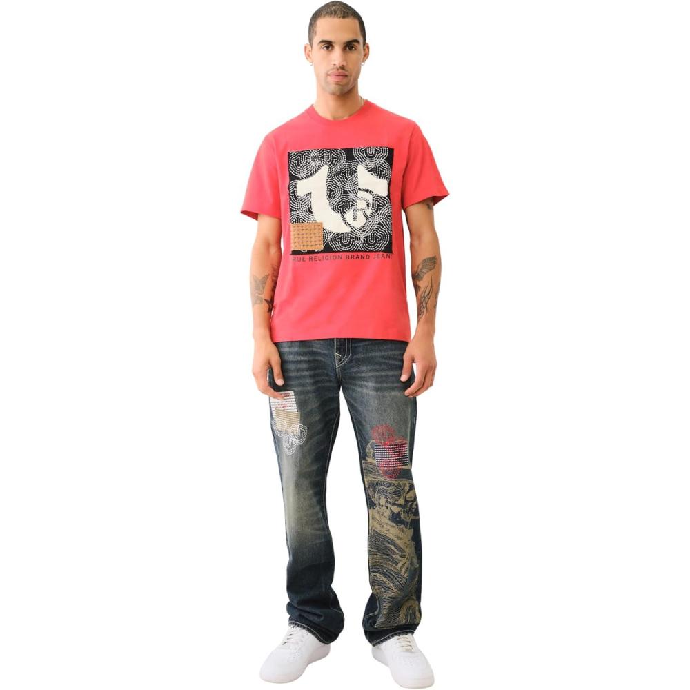 imageTrue Religion Mens Ricky Single Needle Flap Yellowstone 12quotWayne Dark Wash