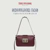 True Religion East West Crossbody Handbag, Belt Buckle Accent Shoulder Purse with Adjustable Strap and Snap Zip Closure, Gold Tone Logo, Burgundy