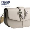 True Religion Saddle Bag, Women’s Faux Leather Crossbody Purse with Adjustable Shoulder Strap, Light Grey, One Size