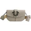 True Religion Saddle Bag, Women’s Faux Leather Crossbody Purse with Adjustable Shoulder Strap, Light Grey, One Size