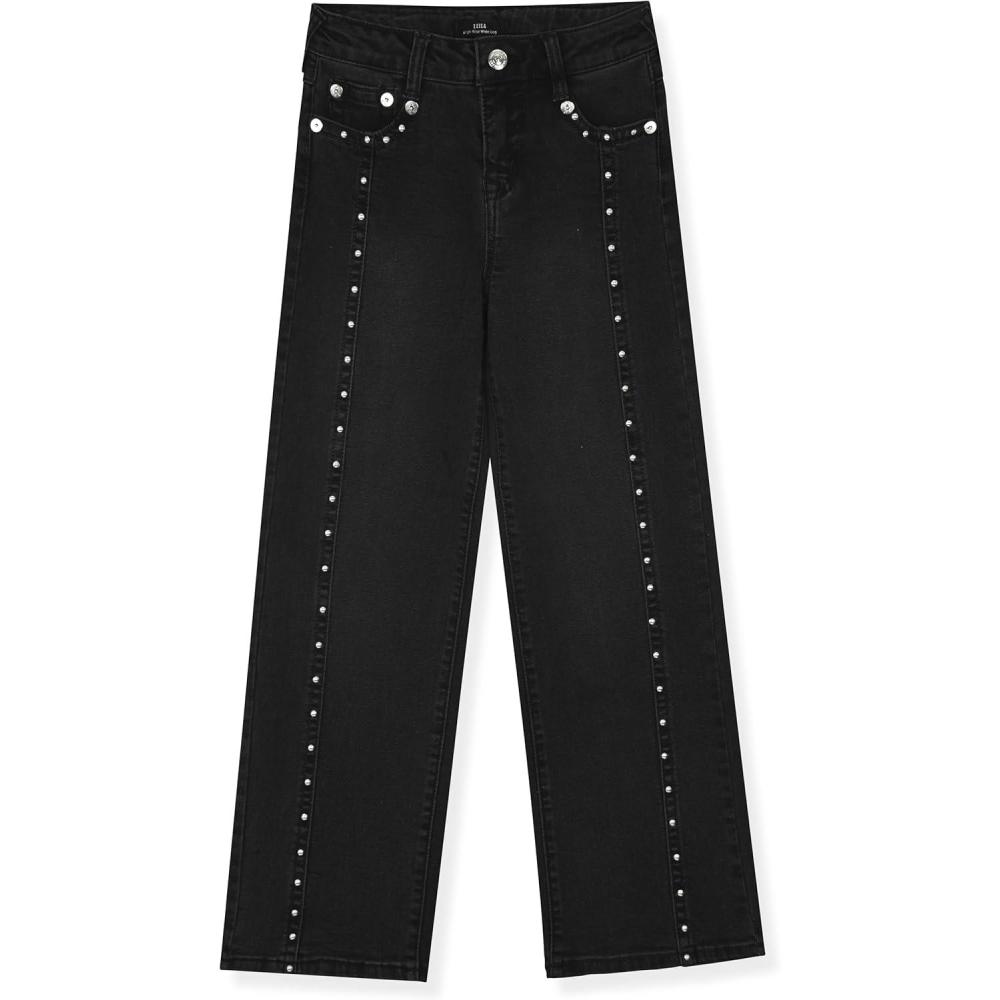 imageTrue Religion Girls Fashion Jeans Premium Designer Denim Pants for Kids Sizes 714Black Studs