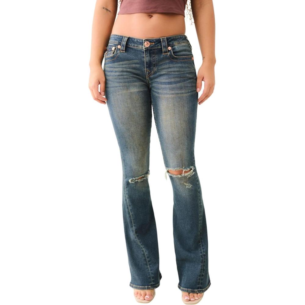 imageTrue Religion Joey Twisted Flare Low Rise Jeans with Flap Pockets SN Stitching for WomenAmestoy W Destroy