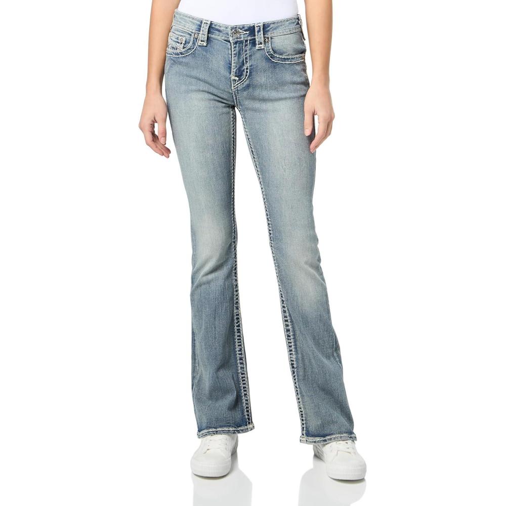 imageTrue Religion Womens Becca Mid Rise Boot Cut Super T Super T Stitching JeansViolet