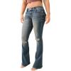 True Religion Joey Twisted Flare Low Rise Jeans with Flap Pockets SN Stitching for Women(Amestoy W/ Destroy)