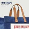 True Religion Large Tote Bag, Canvas Travel Carryall Shoulder Handbag(Blue)