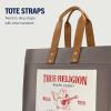 True Religion Large Tote Bag, Canvas Travel Carryall Shoulder Handbag(Grey)