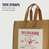 True Religion Large Tote Bag, Canvas Travel Carryall Shoulder Handbag(Tan)