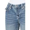 True Religion Women’s Crystal Halle Mid Rise Skinny Flap Jeans Super T Stitching(Peak Spot)