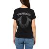 True Religion Women’s Crystal High Shine V-Neck Tee – Embellished Casual T-Shirt(Jet Black)
