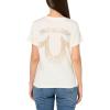 True Religion Women’s Crystal High Shine V-Neck Tee – Embellished Casual T-Shirt(Winter White)