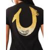 True Religion Women’s Painted Hs Ombre Crystals V Neck Tee​(Jet Black)