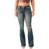 True Religion Joey Twisted Flare Low Rise Jeans with Flap Pockets SN Stitching for Women(Amestoy W/ Destroy)