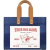 True Religion Large Tote Bag, Canvas Travel Carryall Shoulder Handbag(Blue)