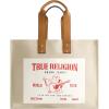 True Religion Large Tote Bag, Canvas Travel Carryall Shoulder Handbag(Natural)