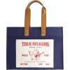 True Religion Large Tote Bag, Canvas Travel Carryall Shoulder Handbag(Navy)