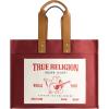 True Religion Large Tote Bag, Canvas Travel Carryall Shoulder Handbag(Red)