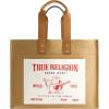 True Religion Large Tote Bag, Canvas Travel Carryall Shoulder Handbag(Tan)