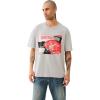 True Religion Men’s Short Sleeve Torn SRS Tee – Casual Graphic T-Shirt(Heather Grey)