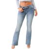True Religion Women’s Crystal Becca Low Rise Boot Jeans- Super T Stitching(Nora)