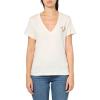 True Religion Women’s Crystal High Shine V-Neck Tee – Embellished Casual T-Shirt(Winter White)