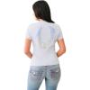 True Religion Women’s Painted Hs Ombre Crystals V Neck Tee​(Zen Blue)