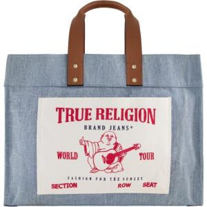 True Religion Large Tote Bag, Canvas Travel Carryall Shoulder Handbag(Denim)