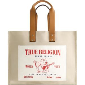 True Religion Large Tote Bag, Canvas Travel Carryall Shoulder Handbag(Natural)