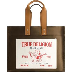 True Religion Large Tote Bag, Canvas Travel Carryall Shoulder Handbag(Olive)
