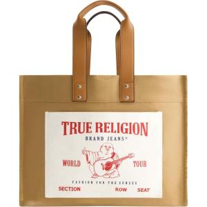 True Religion Large Tote Bag, Canvas Travel Carryall Shoulder Handbag(Tan)