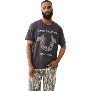 True Religion Men’s SS Embroidery Radio Wave Tee – Short Sleeve T-Shirt(Phantom)
