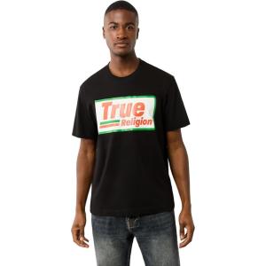 True Religion Men’s Short Sleeve High Density Tee – Casual Crew Neck T-Shirt(Jet Black)