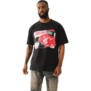 True Religion Men’s Short Sleeve Torn SRS Tee – Casual Graphic T-Shirt(Jet Black)