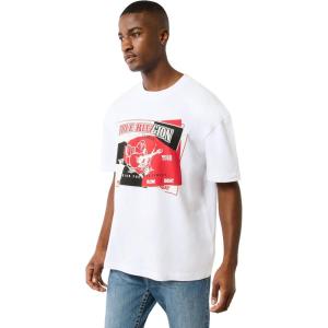 True Religion Men’s Short Sleeve Torn SRS Tee – Casual Graphic T-Shirt(Optic White)