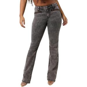 True Religion Women’s BEECA Boot Cut Jeans – Zipper Pocket Mid-Rise Big T Stitching(Tribeca Twilight)