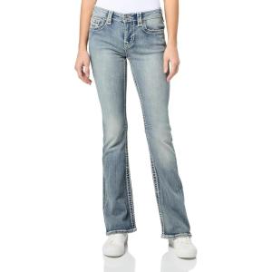 True Religion Women’s Becca Mid Rise Boot Cut Super T Super T Stitching Jeans(Violet)