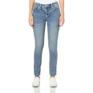 True Religion Women’s Crystal Halle Mid Rise Skinny Flap Jeans Super T Stitching(Peak Spot)